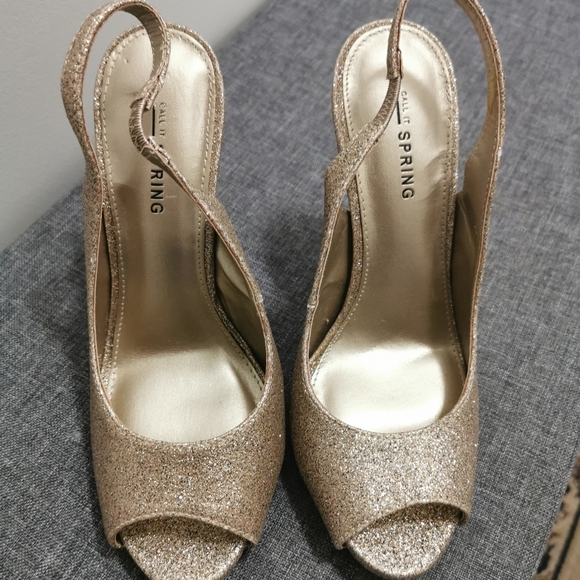 Call it Spring Gold Glitter Sandals - Picture 2 of 3